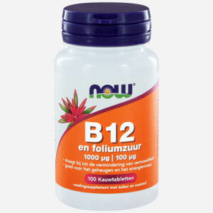 Vitamine B12 1000 mcg met 100 mcg foliumzuur 100 kauwtabletten Vitamines en supplementen